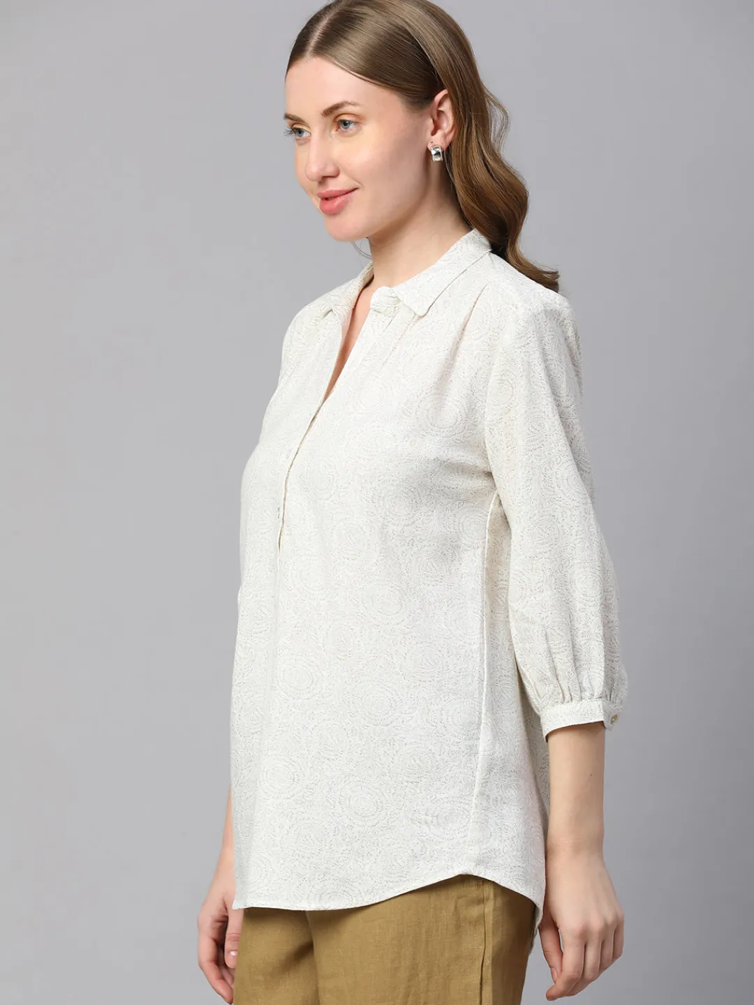 Women Cottonworld Tops & Shirts | Tops & Shirts^Women's Linen Viscose Regular Fit Blouse