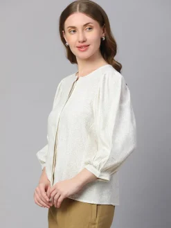 Women Cottonworld Tops & Shirts | Tops & Shirts^Women's Linen Viscose Regular Fit Blouse