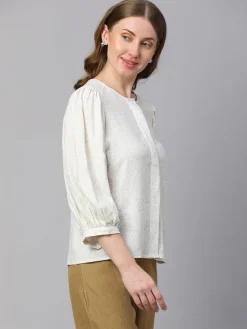 Women Cottonworld Tops & Shirts | Tops & Shirts^Women's Linen Viscose Regular Fit Blouse