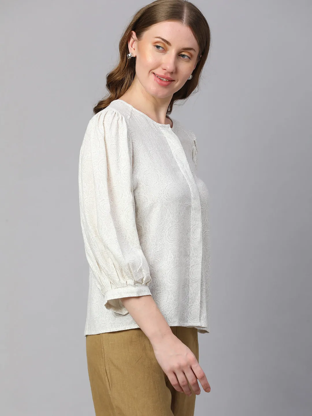 Women Cottonworld Tops & Shirts | Tops & Shirts^Women's Linen Viscose Regular Fit Blouse