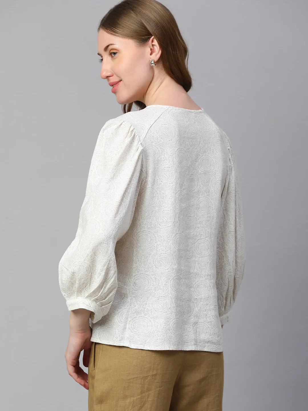 Women Cottonworld Tops & Shirts | Tops & Shirts^Women's Linen Viscose Regular Fit Blouse