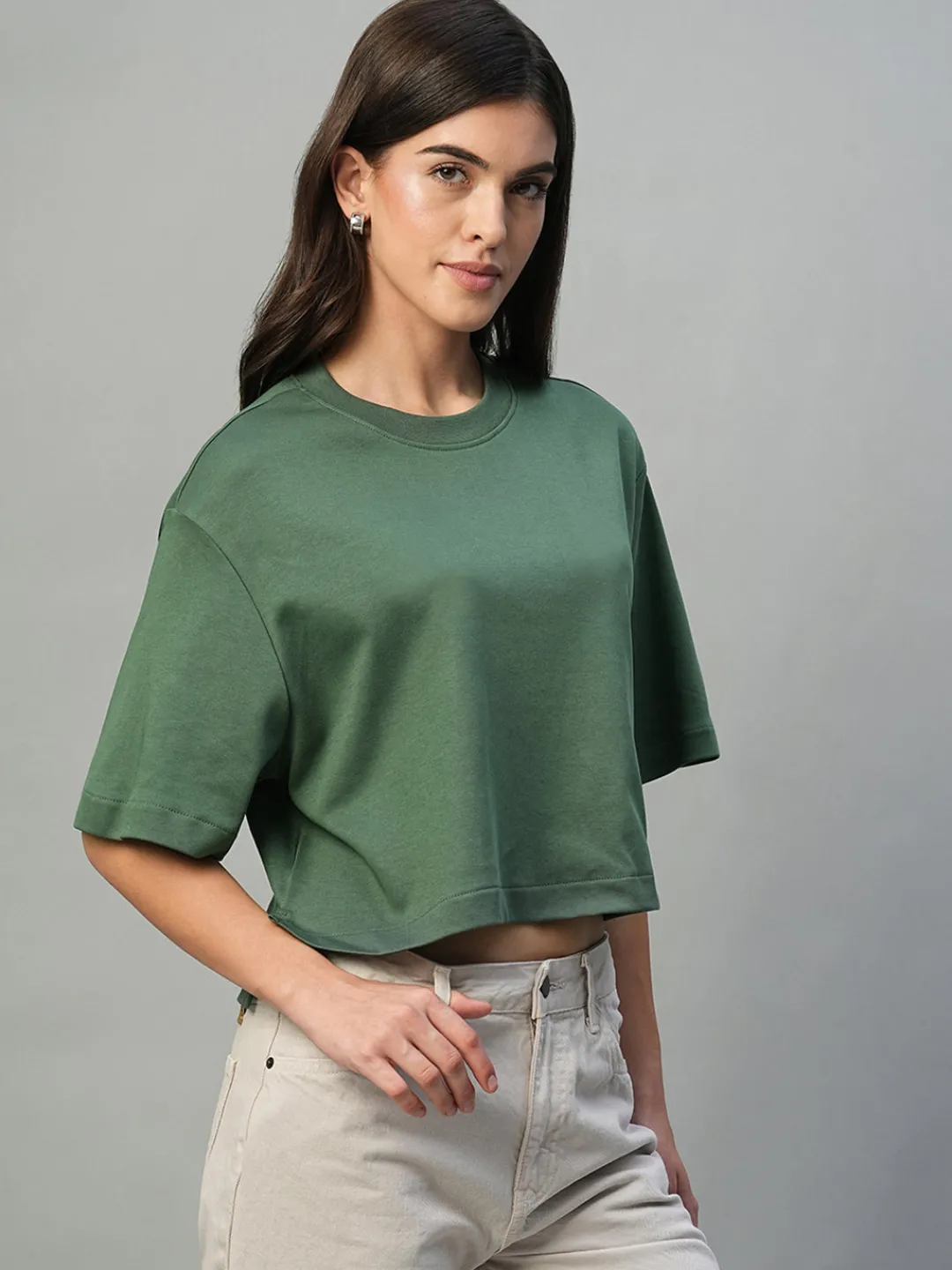 Women Cottonworld Round Neck^Women's 100% Cotton Boxy Fit Tshirt