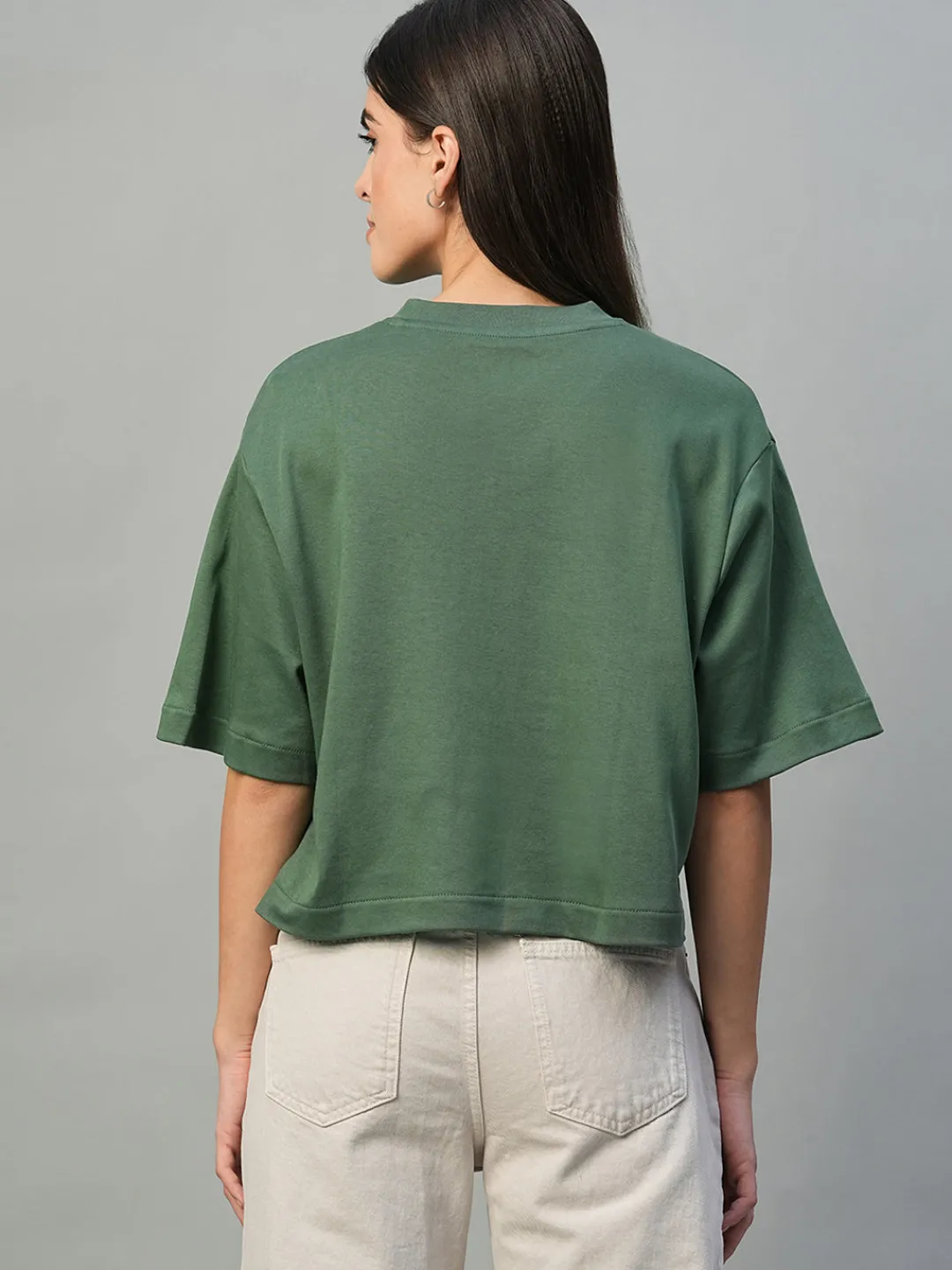 Women Cottonworld Round Neck^Women's 100% Cotton Boxy Fit Tshirt