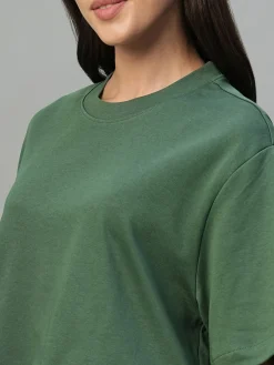 Women Cottonworld Round Neck^Women's 100% Cotton Boxy Fit Tshirt