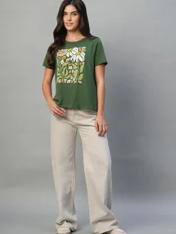 Women Cottonworld Round Neck | Regular Fit^Women's 100% Cotton Regular Fit Tshirt
