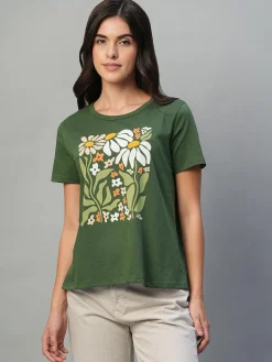 Women Cottonworld Round Neck | Regular Fit^Women's 100% Cotton Regular Fit Tshirt