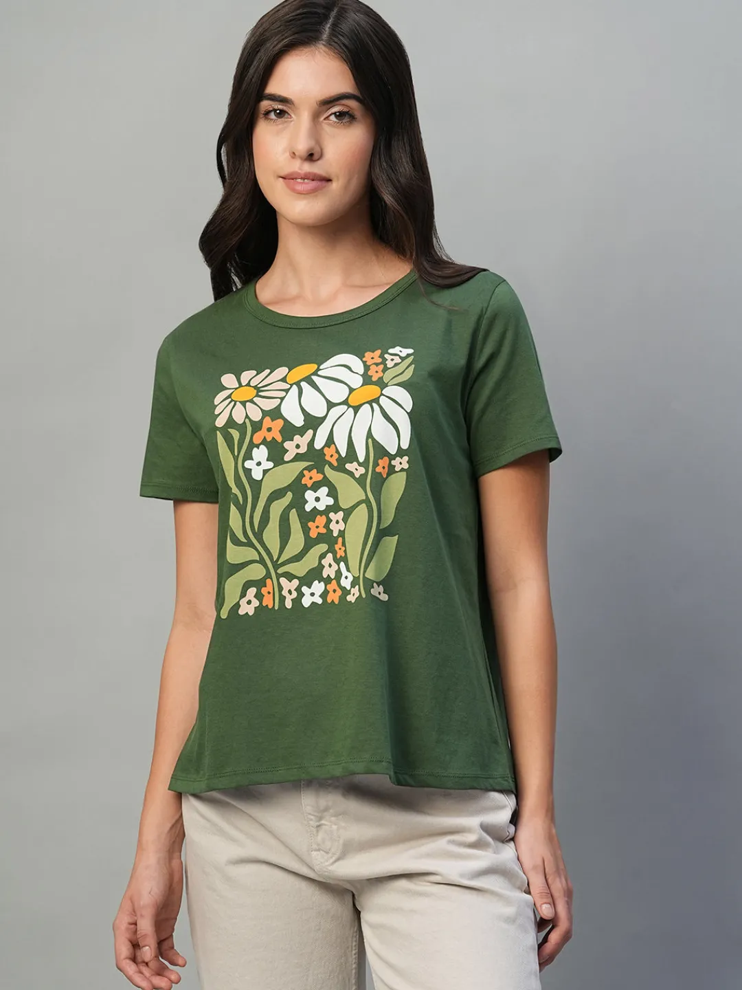Women Cottonworld Round Neck | Regular Fit^Women's 100% Cotton Regular Fit Tshirt