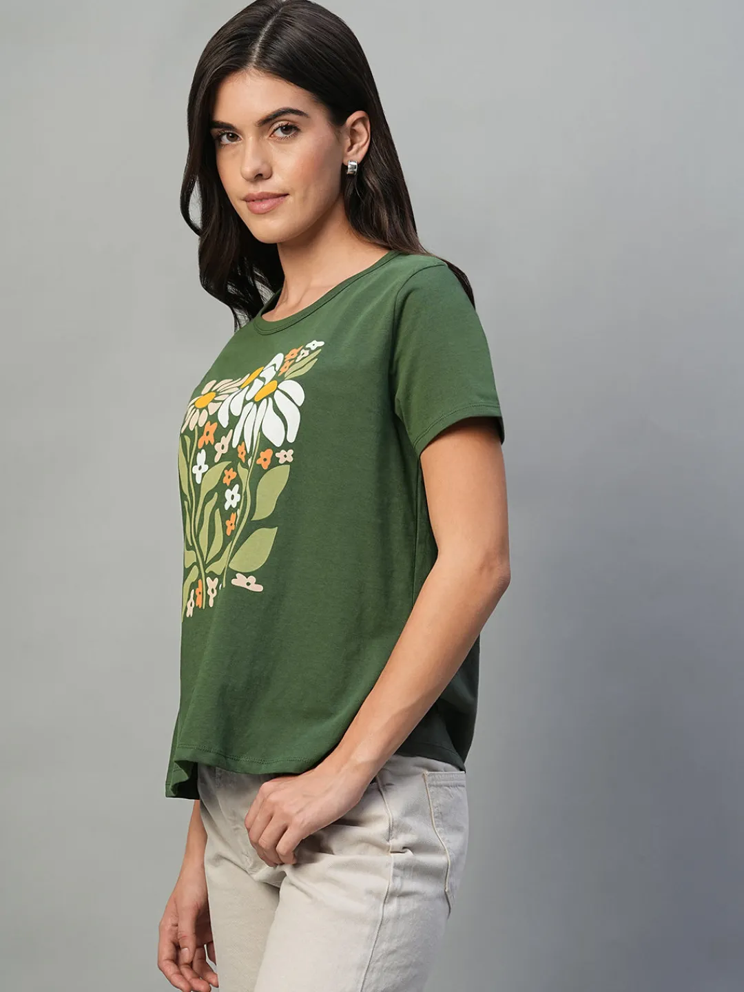 Women Cottonworld Round Neck | Regular Fit^Women's 100% Cotton Regular Fit Tshirt