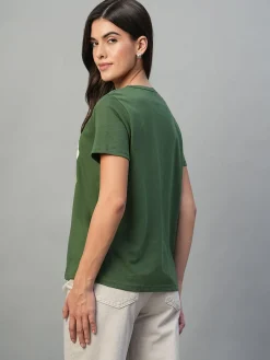 Women Cottonworld Round Neck | Regular Fit^Women's 100% Cotton Regular Fit Tshirt