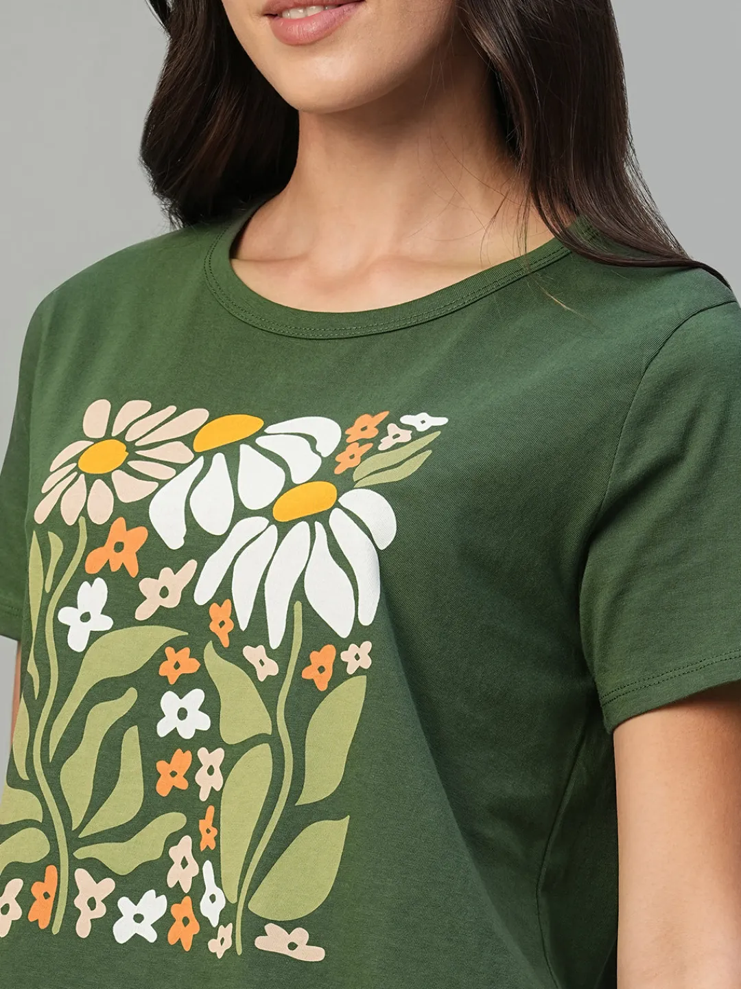 Women Cottonworld Round Neck | Regular Fit^Women's 100% Cotton Regular Fit Tshirt