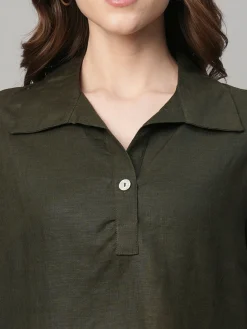 Women Cottonworld Tops & Shirts | Tops & Shirts^Women's 100% Linen Boxy Fit Blouse