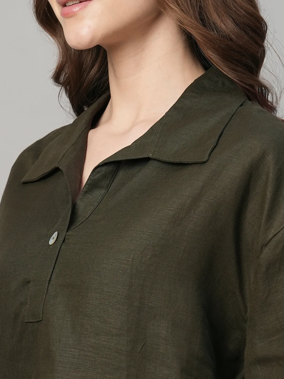 Women Cottonworld Tops & Shirts | Tops & Shirts^Women's 100% Linen Boxy Fit Blouse