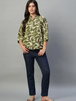 Women Cottonworld Tops & Shirts | Tops & Shirts^Women's 100% Linen Regular Fit Blouse