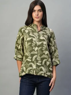 Women Cottonworld Tops & Shirts | Tops & Shirts^Women's 100% Linen Regular Fit Blouse
