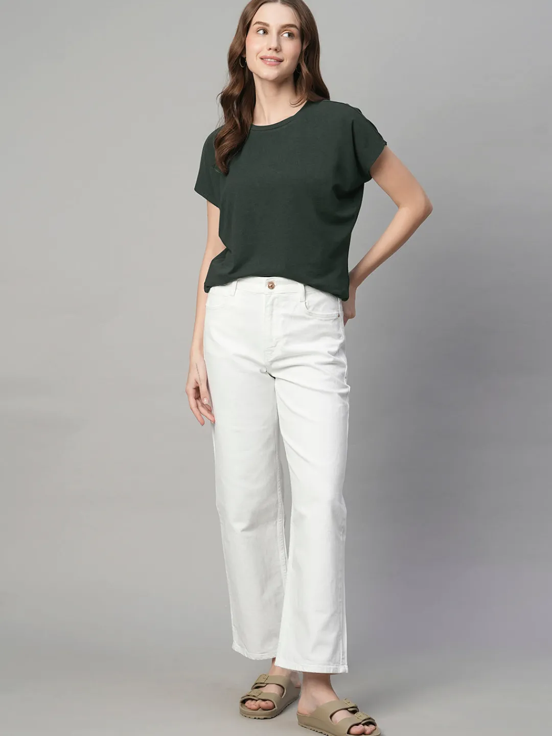 Women Cottonworld Round Neck | Regular Fit^Women's Cotton Bamboo Elastane Regular Fit Tshirt