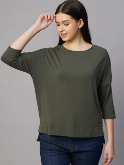 Women Cottonworld Women | Round Neck^Women's Cotton Bamboo Regular Fit Tshirt