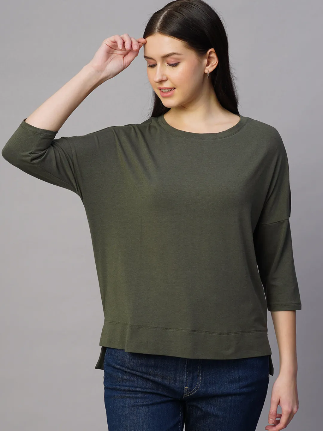 Women Cottonworld Women | Round Neck^Women's Cotton Bamboo Regular Fit Tshirt