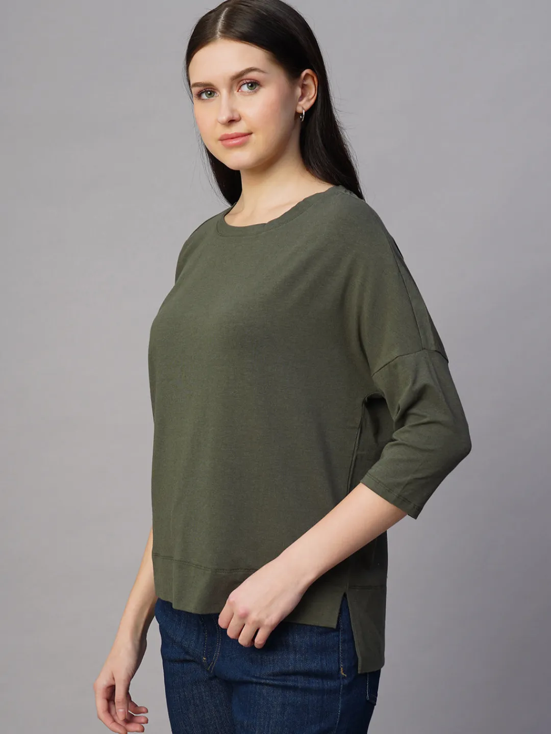 Women Cottonworld Women | Round Neck^Women's Cotton Bamboo Regular Fit Tshirt