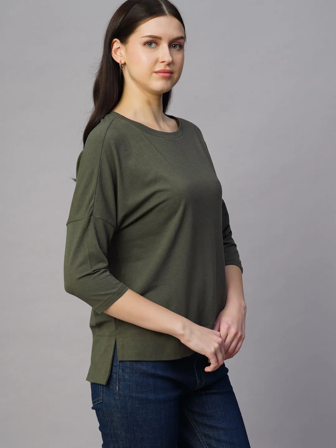 Women Cottonworld Women | Round Neck^Women's Cotton Bamboo Regular Fit Tshirt