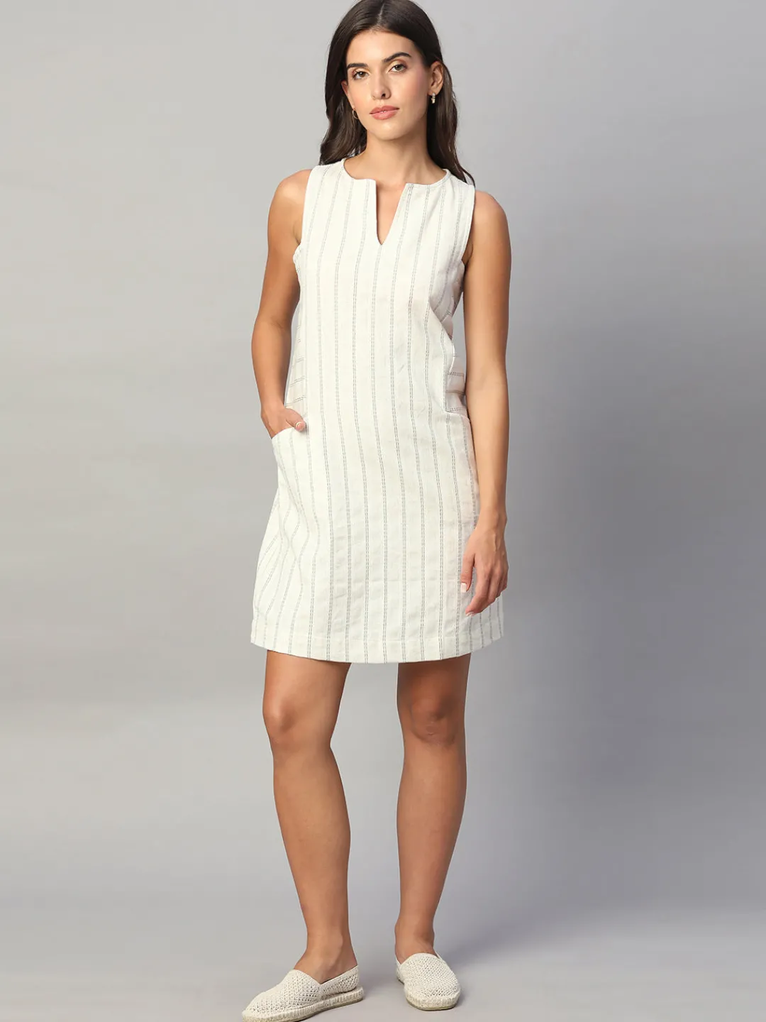 Women Cottonworld Dresses^Women's Cotton Flax Regular Fit Dress