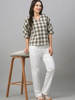 Women Cottonworld Tops & Shirts | Tops & Shirts^Women's Cotton Linen Regular Fit Blouse