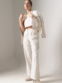Women Cottonworld Pants | Pants^Women's Cotton Linen Wide Leg Pant