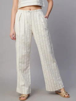 Women Cottonworld Pants | Pants^Women's Cotton Linen Wide Leg Pant