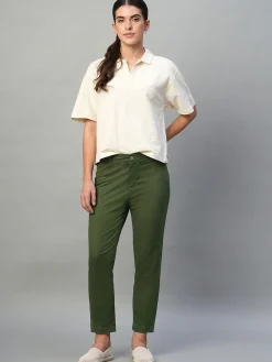 Women Cottonworld Trousers^Women's Cotton Lycra Regular Fit Pant