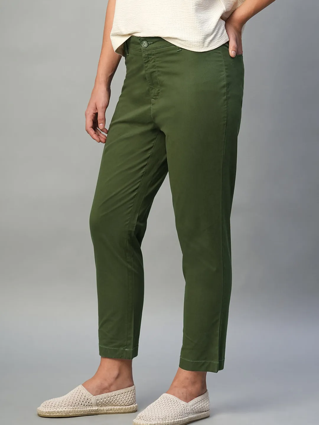 Women Cottonworld Trousers^Women's Cotton Lycra Regular Fit Pant