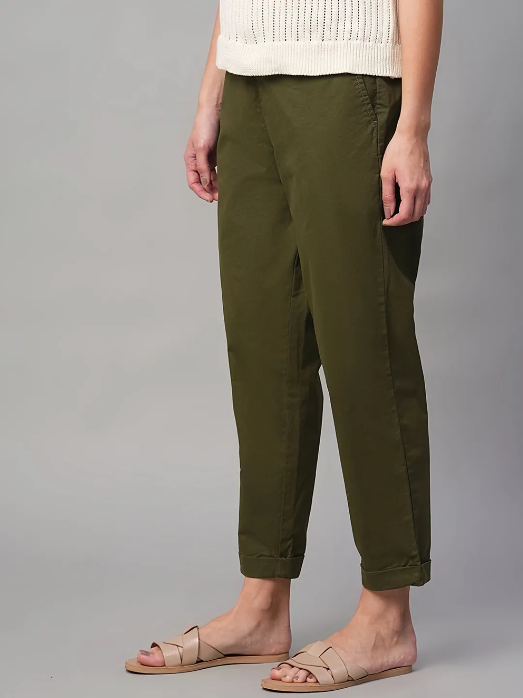 Women Cottonworld Trousers^Women's Cotton Lycra Regular Fit Pant