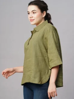 Women Cottonworld Tops & Shirts | Tops & Shirts^Women's Linen Boxy Fit Blouse