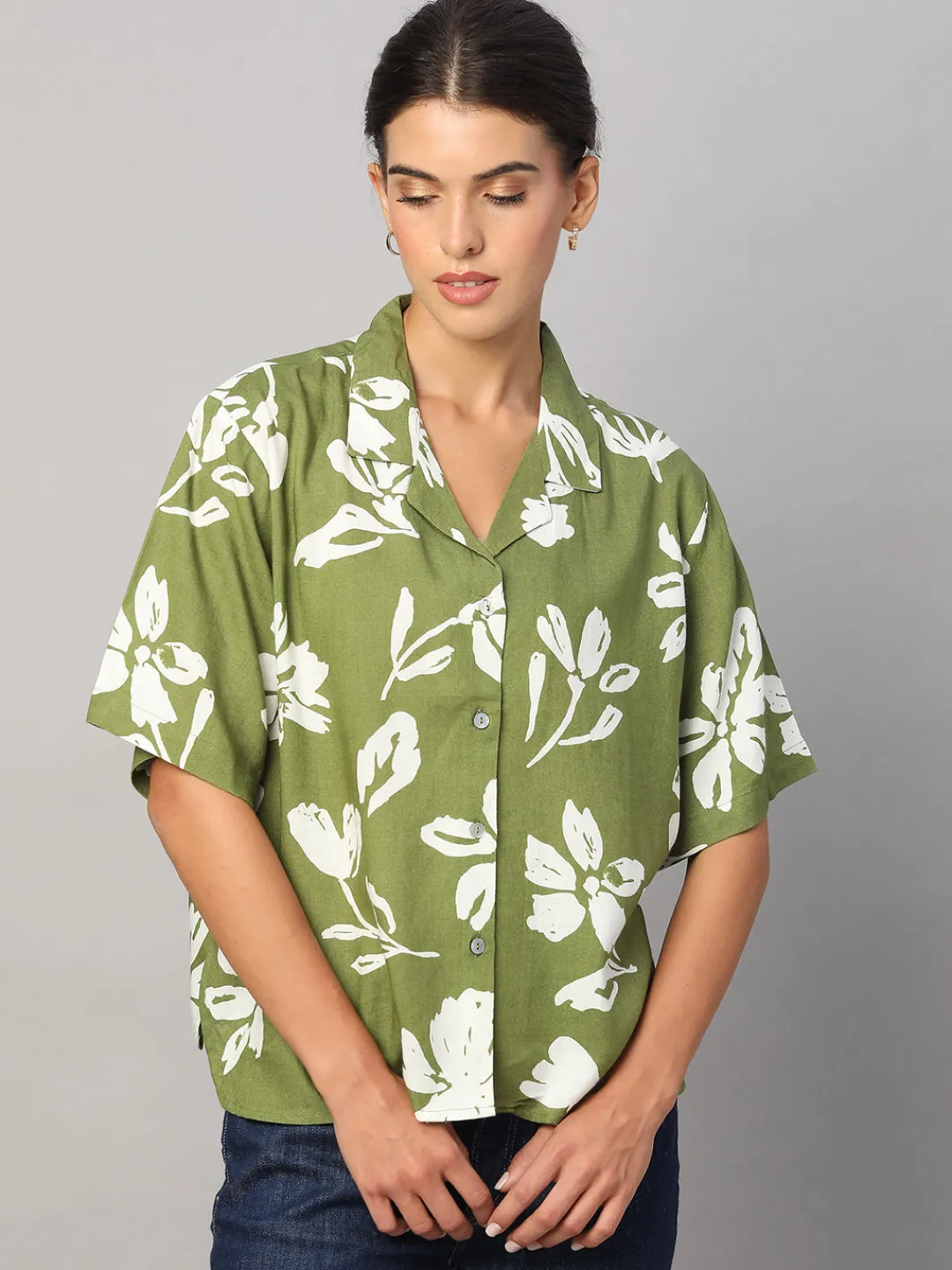 Women Cottonworld Tops & Shirts | Tops & Shirts^Women's Linen Viscose Boxy Fit Blouse