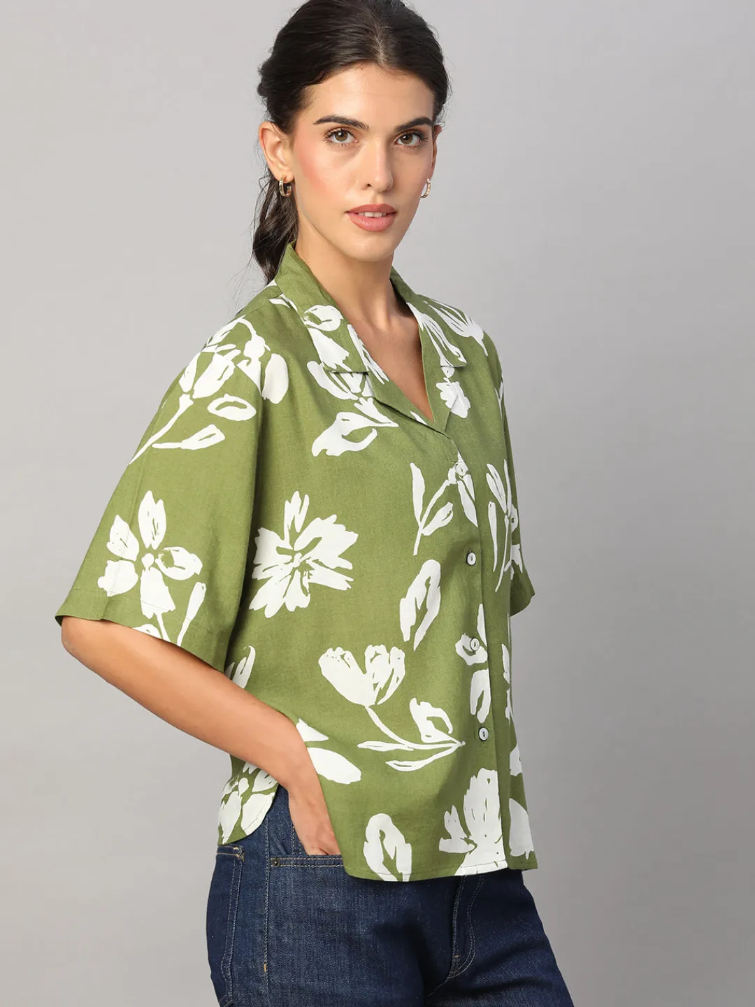 Women Cottonworld Tops & Shirts | Tops & Shirts^Women's Linen Viscose Boxy Fit Blouse