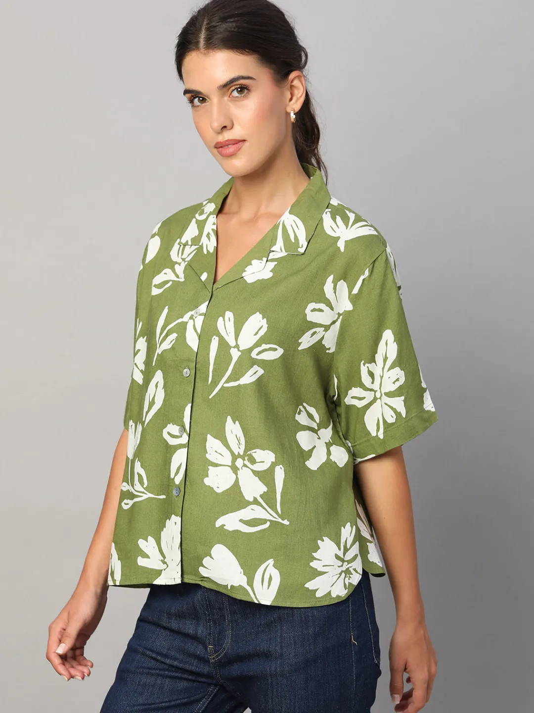 Women Cottonworld Tops & Shirts | Tops & Shirts^Women's Linen Viscose Boxy Fit Blouse