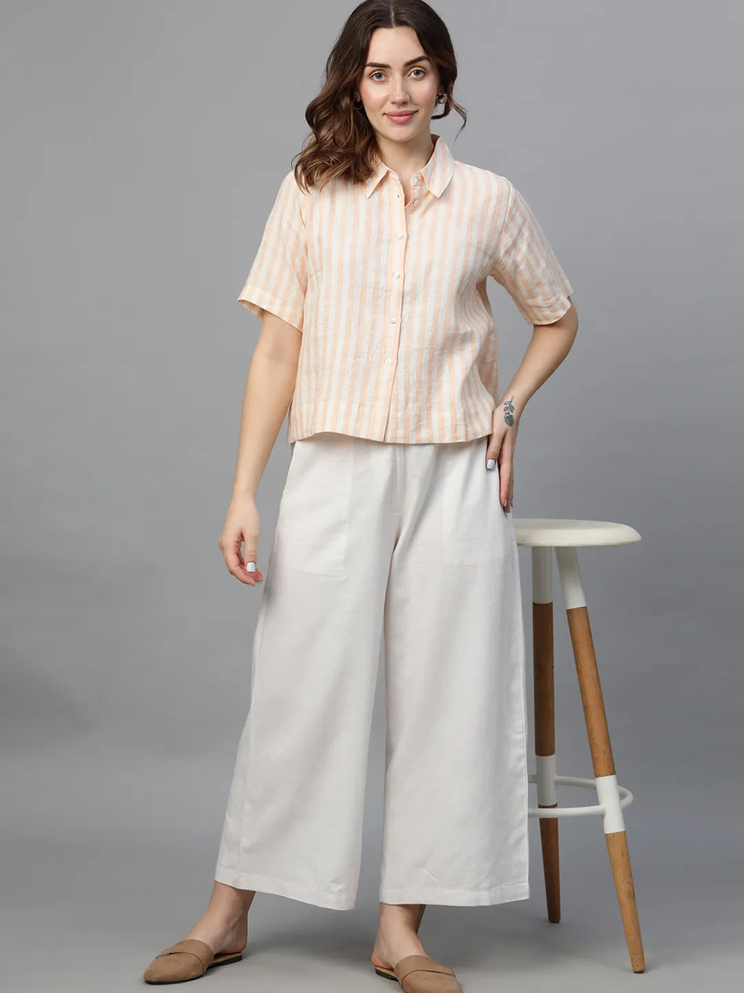 Women Cottonworld Tops & Shirts | Tops & Shirts^Women's Linen Regular Fit Blouse