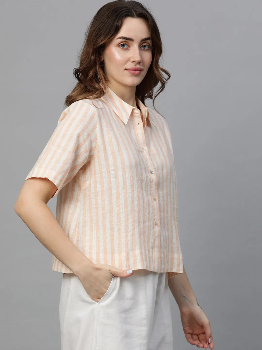 Women Cottonworld Tops & Shirts | Tops & Shirts^Women's Linen Regular Fit Blouse