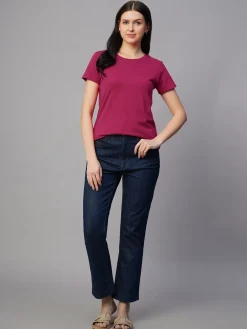 Women Cottonworld Round Neck | Regular Fit^Women's 100% Cotton Regular Fit Tshirt