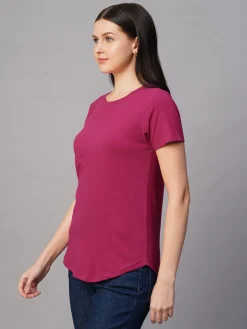 Women Cottonworld Round Neck | Regular Fit^Women's 100% Cotton Regular Fit Tshirt