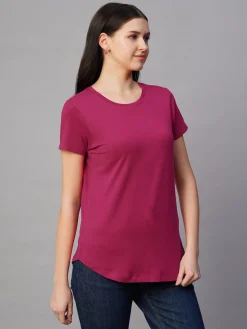 Women Cottonworld Round Neck | Regular Fit^Women's 100% Cotton Regular Fit Tshirt