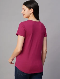 Women Cottonworld Round Neck | Regular Fit^Women's 100% Cotton Regular Fit Tshirt
