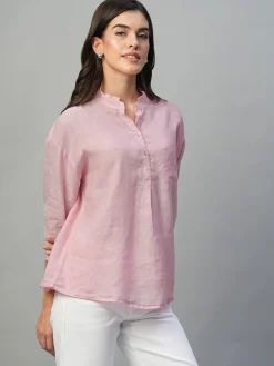 Women Cottonworld Tops & Shirts | Tops & Shirts^Women's 100% Linen Regular Fit Blouse