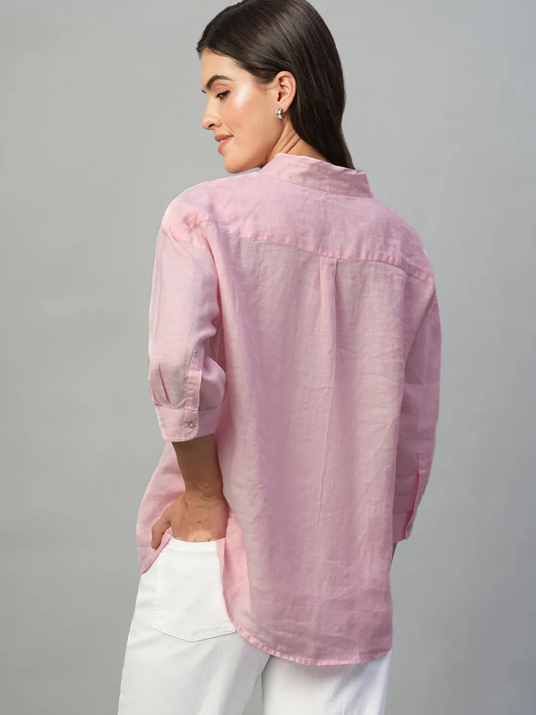 Women Cottonworld Tops & Shirts | Tops & Shirts^Women's 100% Linen Regular Fit Blouse