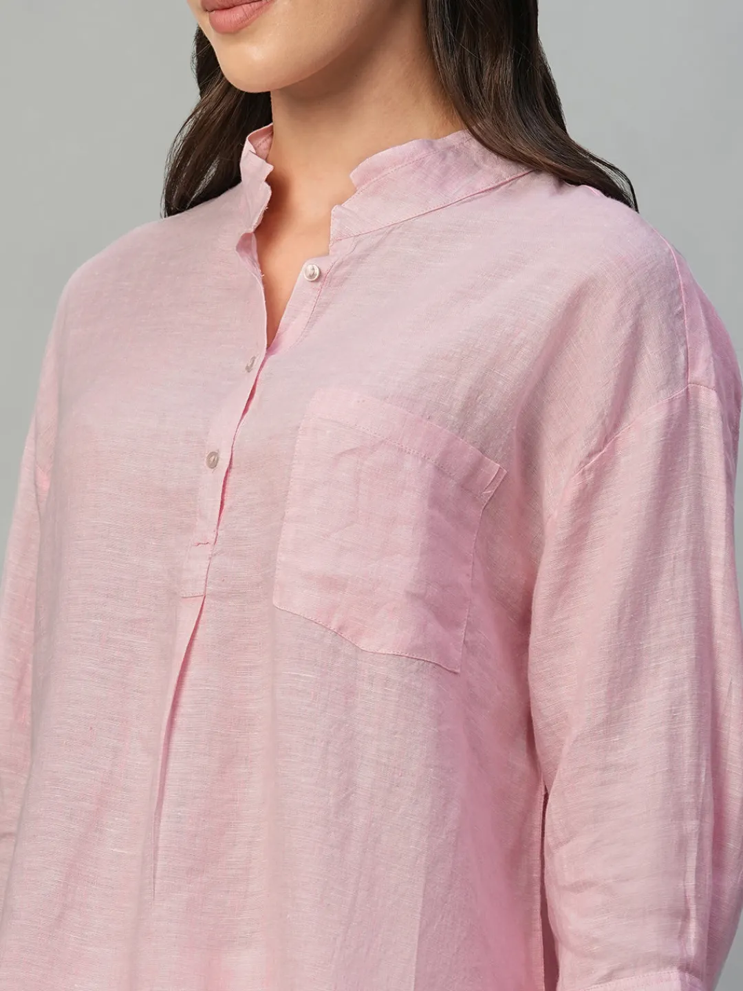Women Cottonworld Tops & Shirts | Tops & Shirts^Women's 100% Linen Regular Fit Blouse