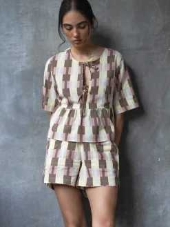 Women Cottonworld Womens Co-Ord Sets^Women's Cotton Flax Regular Fit Blouse