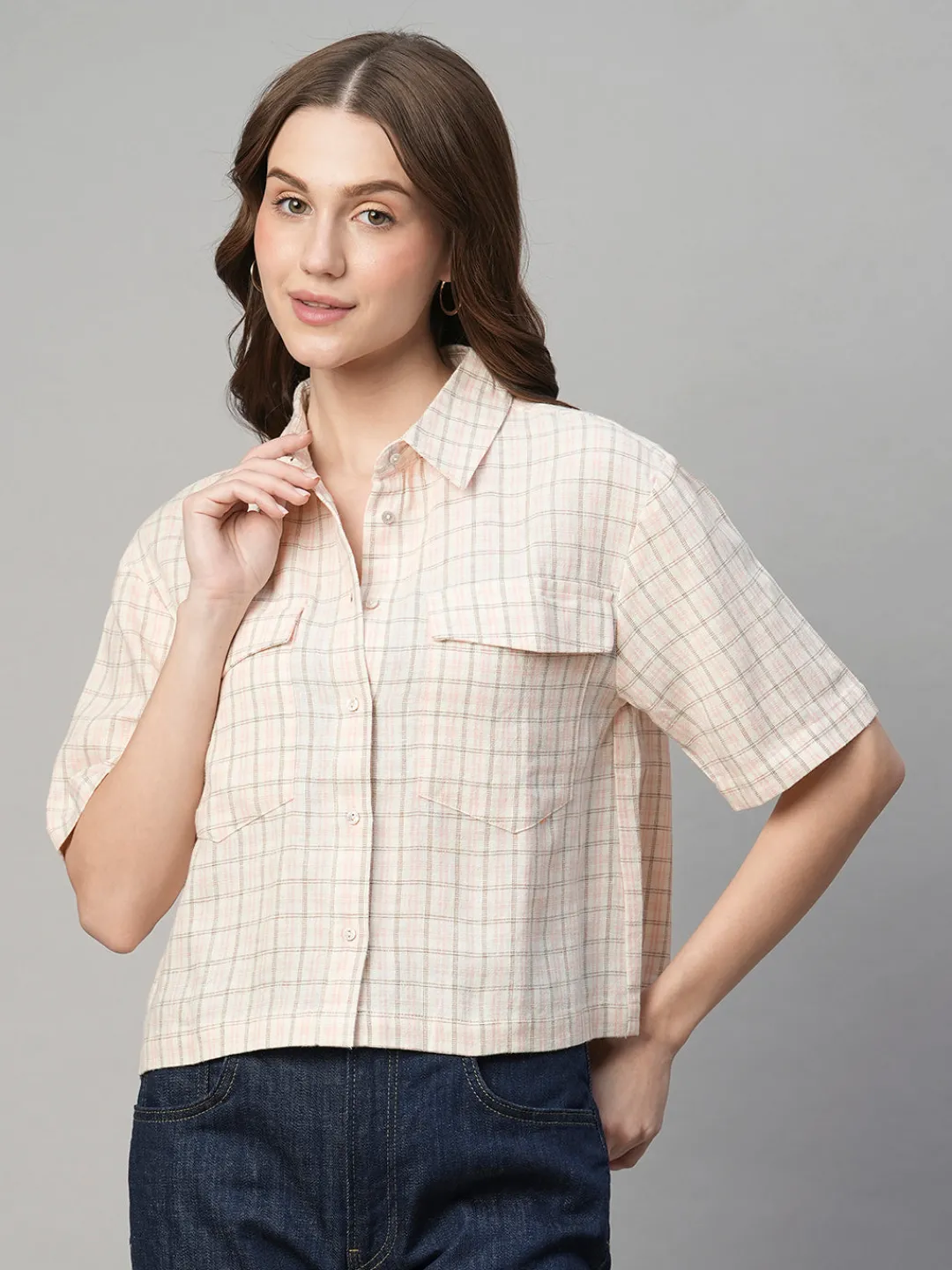 Women Cottonworld Tops & Shirts | Tops & Shirts^Women's Cotton Linen Regular Fit Blouse