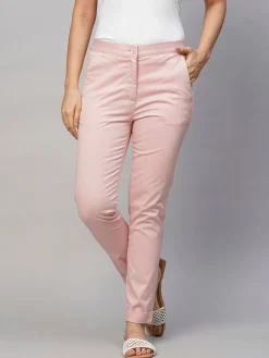 Women Cottonworld Trousers^Women's Cotton Lycra Slim Fit Pant