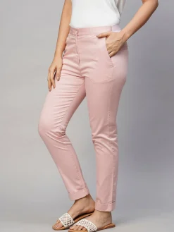 Women Cottonworld Trousers^Women's Cotton Lycra Slim Fit Pant