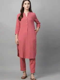 Women Cottonworld Womens Co-Ord Sets^Women's Cotton Regular Fit Kurta