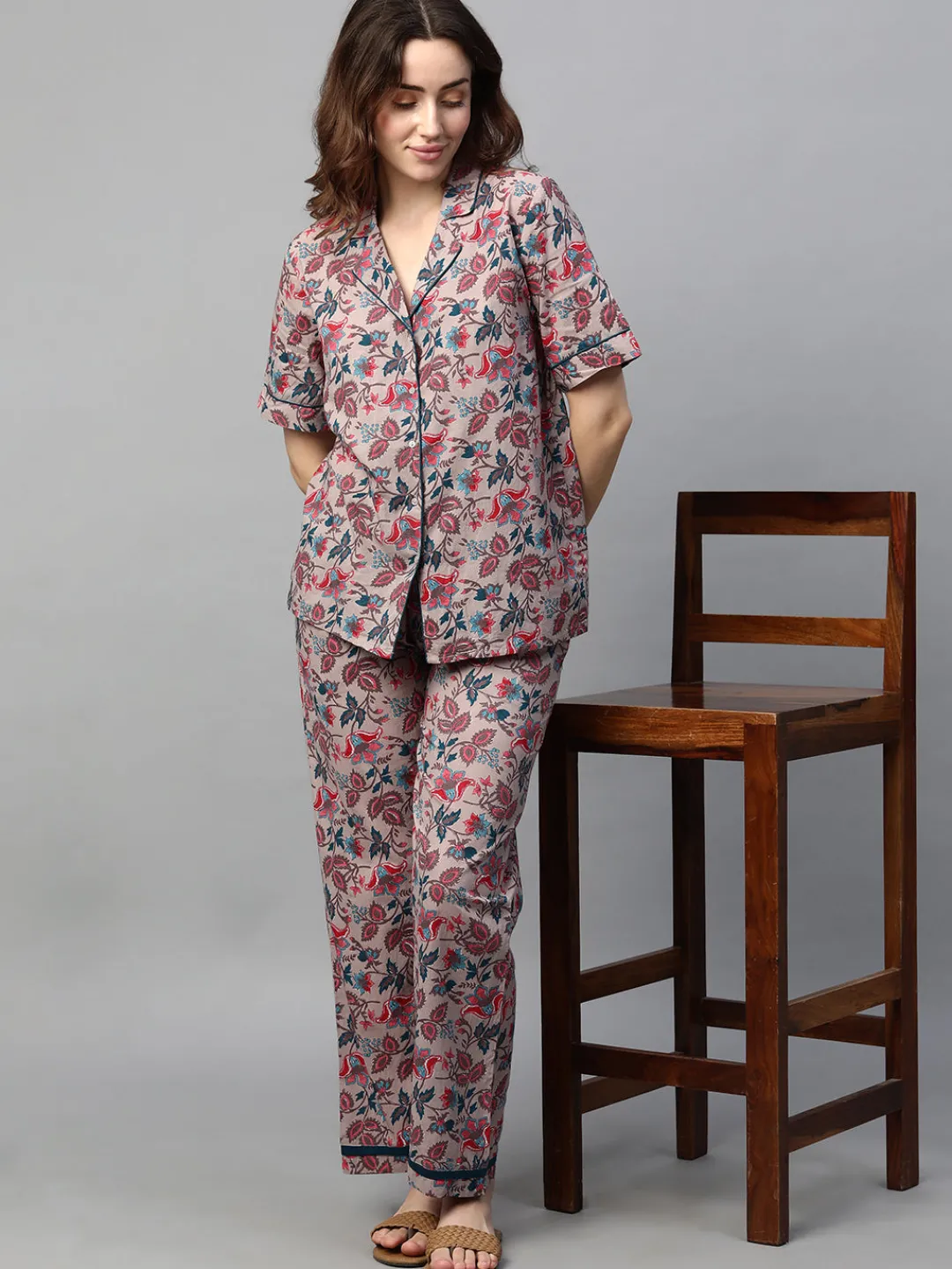 Women Cottonworld Loungewear^Women's Cotton Regular Fit Pyjama Suit