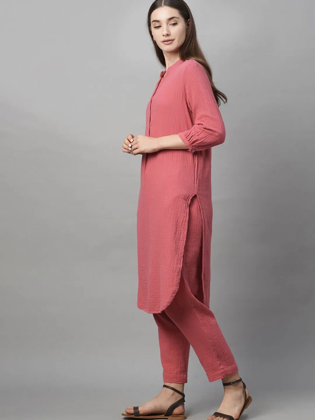 Women Cottonworld Womens Co-Ord Sets^Women's Cotton Regular Fit Kurta